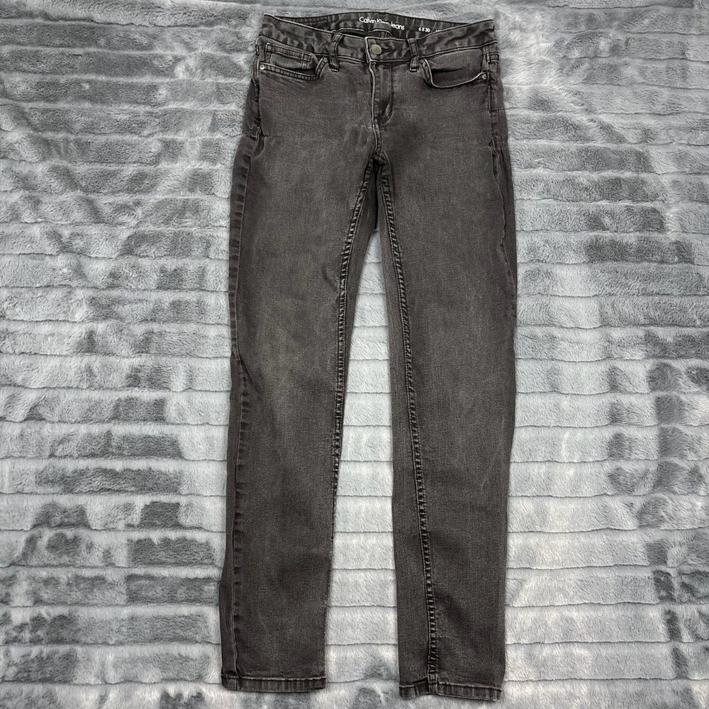 Calvin Klein Jeans Ultimate Skinny Faded Black Denim Womens 6x30 Low Rise 8078